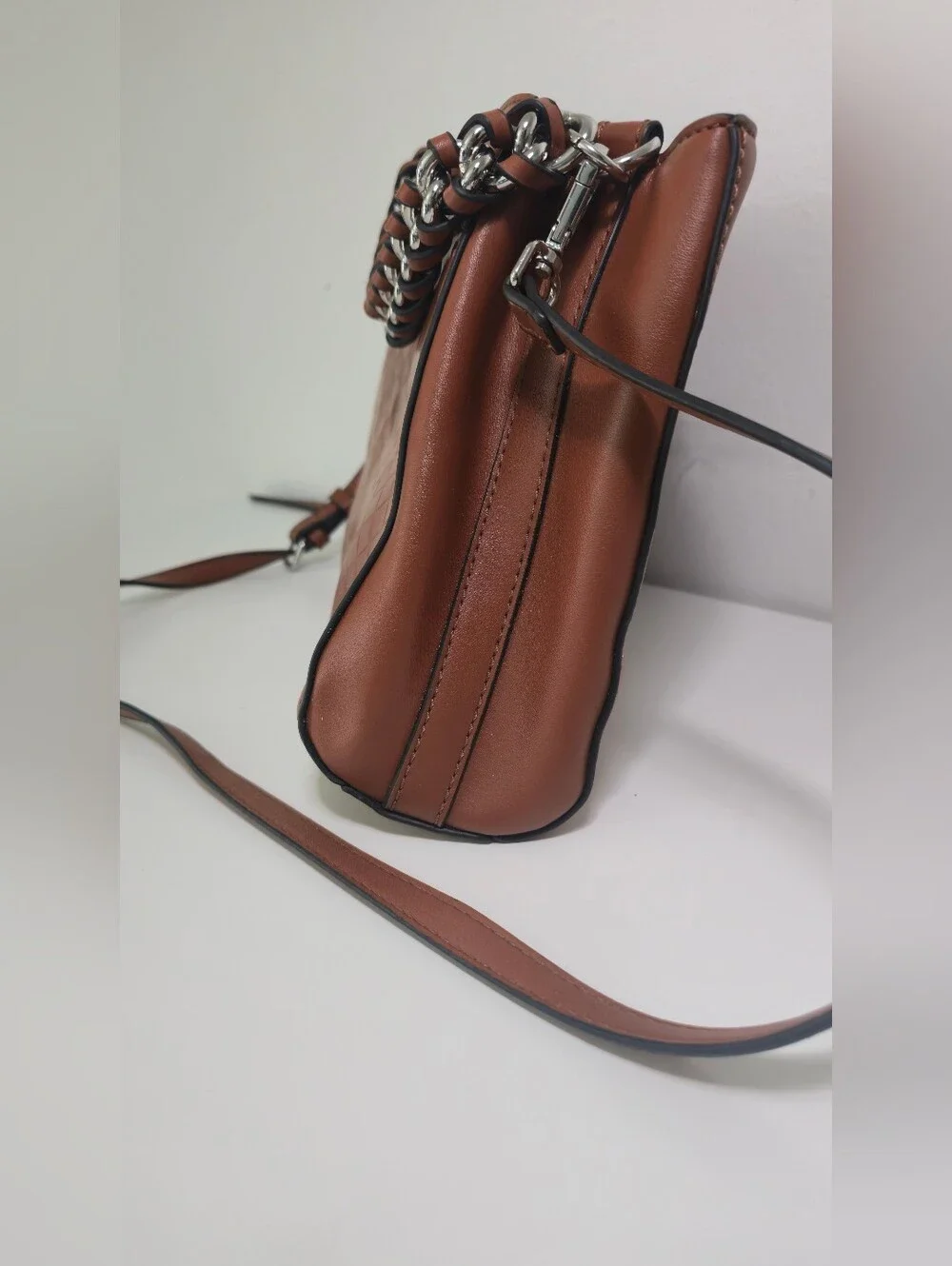 GUESS Women's Woven-Texture Tote in Cognac